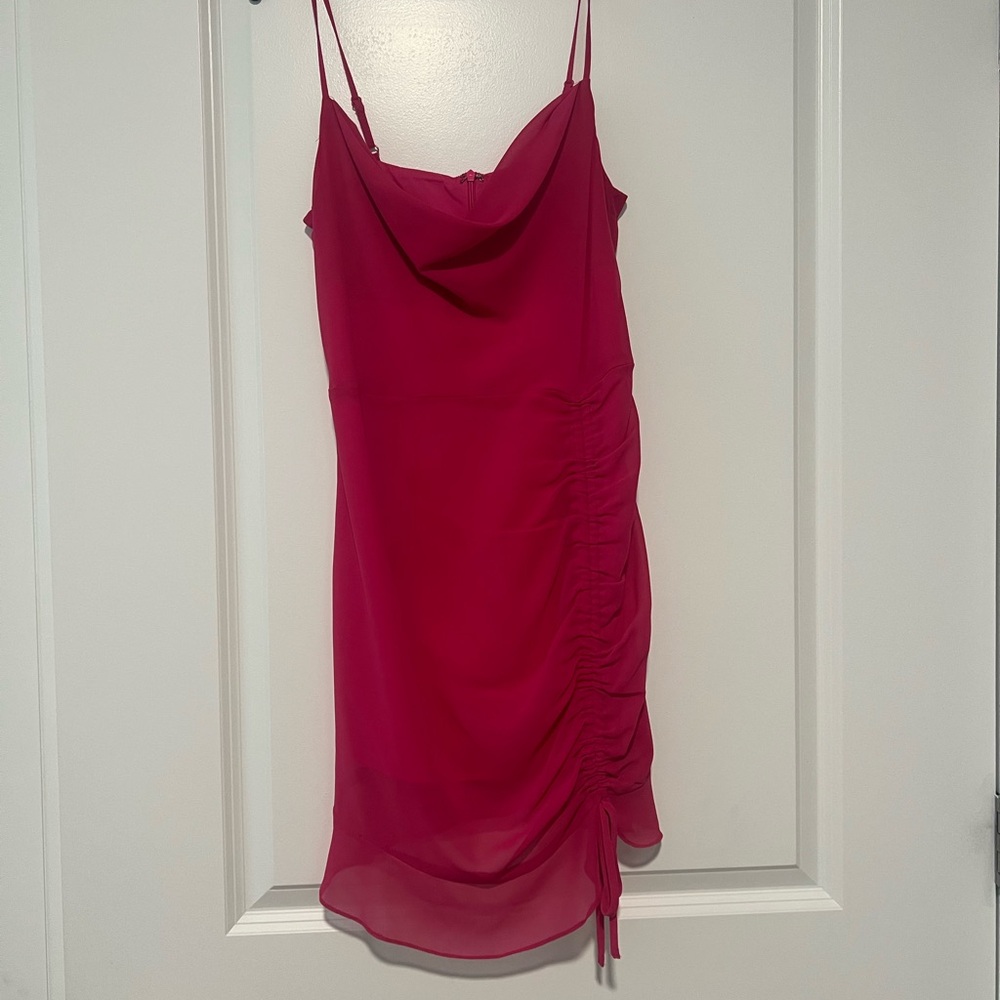 Chic Fuchsia Ruched Mini Dress